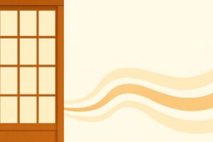 日本の伝統的な障子と漂う煙で表現された匂いの広がりと境界線の概念