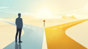 すみませんとありがとうの選択を表すイラスト